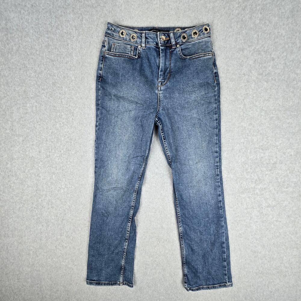 Karen Millen Womens Size 2 High Waist Jeans Grommet Waistband 26x26 - Picture 2 of 16